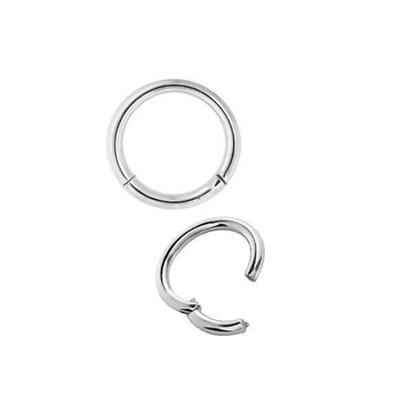 18k Solid White Gold Septum, Daith, Helix, Nose Hinged Clicker Ring..Comes in 20g, 18g, 16g, 14g, 12g or 10g - 4mm to 14mm
