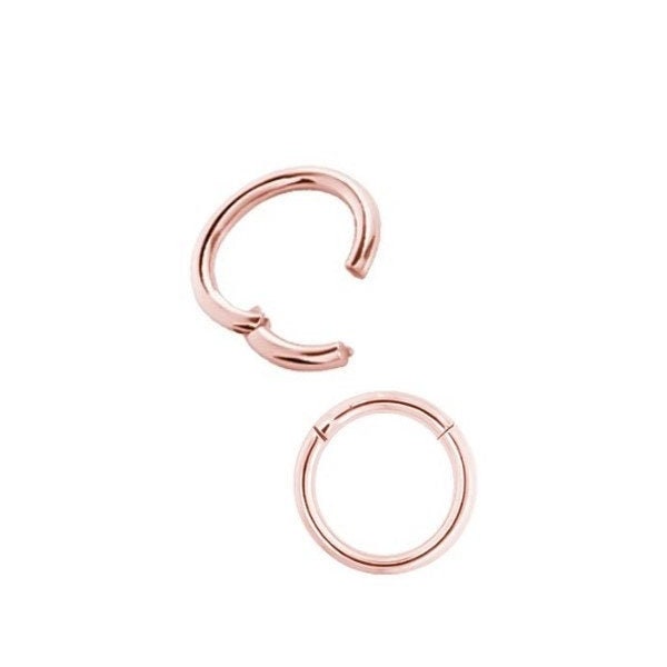 18k Solid Rose Gold Septum Clicker Ring/Daith Earring/Rook/Nose Ring..Comes in 20g,18g,16g,14g,12g or 10g - 4mm to 14mm (nickel free)