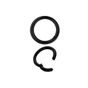 16g Black Septum Ring Daith Piercing Helix/Conch Hinged Clicker Ring. Black PVD Over 316L Surgical Steel - Comes in 5,6,8,8,9,10,11 ou 12mm