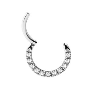 Magnifique cliquet de piercing pour le septum, bague Daith sertie d'oxydes de zirconium cubiques Swarovski 316L, 16 g - 6,7 ou 8 mm