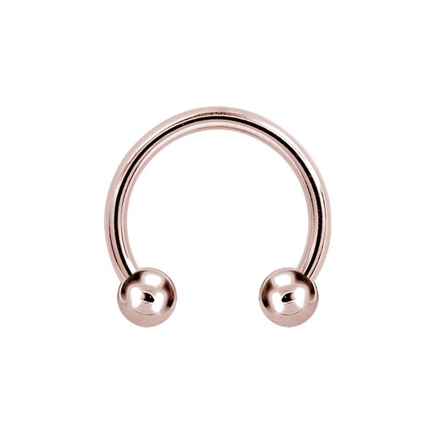 18g Rose Gold Septum Ring Daith/Tragus/Cartilage/Helix Jewelry - Gold PVD Over Surgical Steel with 2mm, 2.5 or 3mm Balls 18g - 6,7,8 or 10mm