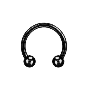 20g Black Septum Ring/Daith/Cartilage/Helix Jewelry..Black PVD Over Surgical Steel - 2.5mm Balls 20g - 6,7,8 or 10mm