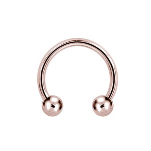 16g Rose Gold Septum Ring/Daith/Cartilage/Helix Jewelry..Gold PVD Over Surgical Steel - 2mm,2.5mm or 3mm Balls 16g - 6,7,8,9,10,12 or 14mm