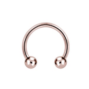20g Rose Gold Septum Ring/Daith/Tragus/Cartilage/Helix Piercing..14k Rose Gold PVD Over Surgical Steel with 2.5mm Balls - 6,7,8 or 10mm