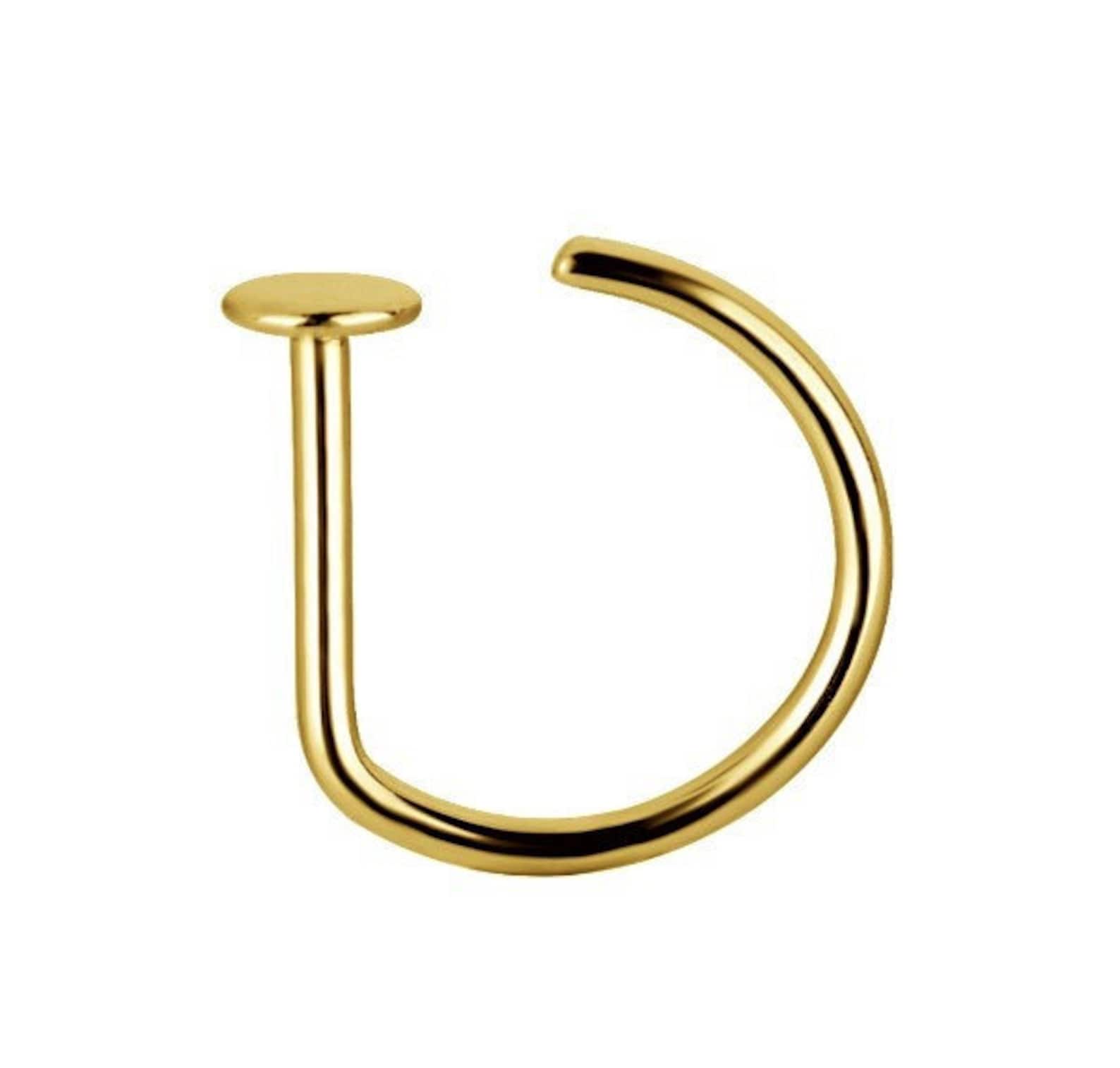 18g Annealed Titanium Open Straight Nose Ring Stopper Nose Etsy