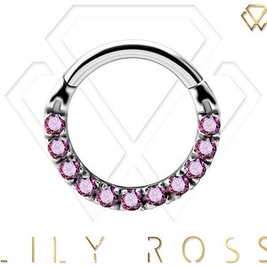 Gorgeous Daith Piercing Jewelry, Septum Ring Set with Ruby Red Swarovski Cz..316L Surgical Steel  16g - 6,7 or 8mm