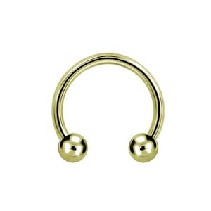 Beautiful 18g Gold Septum Ring/Daith/Tragus/Cartilage Piercing..10k Gold PVD Over Surgical Steel with 2.5mm Balls - 6,7,8 or 10mm
