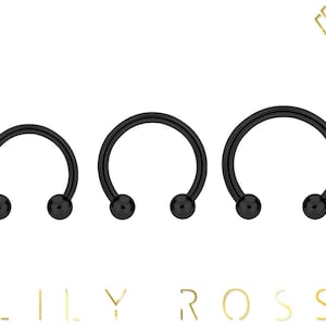 18g Black Daith Ring/Cartilage/Helix Septum Jewelry..Black PVD Over Surgical Steel with 2mm or 2.5mm Balls 18g - 6,7,8 or 10mm