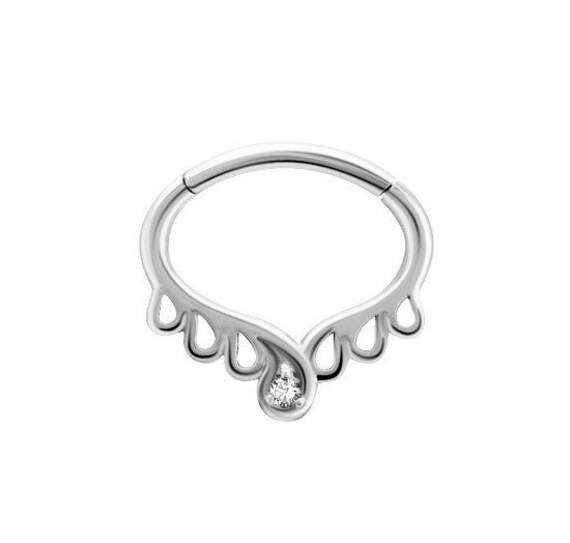 Daith Helix Septum Piercing Clicker Set with White Swarovski CZ 316L Surgical Steel 16g 7mm