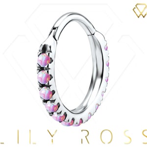 16g Helix/Cartilage Eternity Clicker Ring Set Pink Opals..316L Medical Grade Surgical Steel - Comes in 6, 8 or 10mm (Nickel Free)