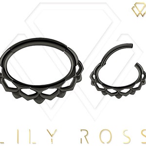 Black PVD Surgical Steel Daith Ring: Septum, Tragus, Helix Piercing (16g - 7mm)