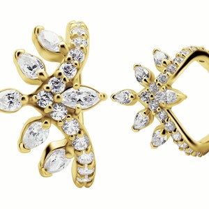 Set Clicker piercing in oro massiccio 18 carati con conchiglia / elica / cartilagine con Swarovski Cz.. Disponibile in 16g - 10mm o 11mm (nichel free)
