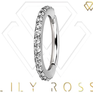 Genuine VVS (D-F) Diamonds 18k Solid White Gold Conch/Helix/Cartilage Hinged Ring Eternity Clicker..Comes in 16g - From 9mm to 12mm