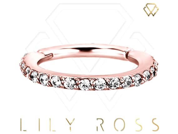 316L Surgical Steel Rose Gold PVD White CZ Star Cartilage Ring 316L Surgical Steel Rose Gold PVD White CZ Star Cartilage Ring