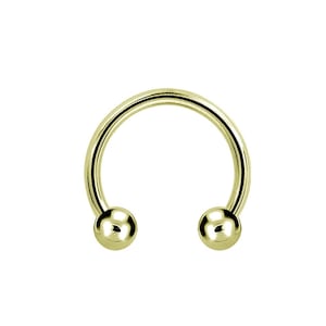 Beautiful 18g Gold Septum Ring/Daith/Tragus/Cartilage Jewelry..10k Gold PVD Over Surgical Steel with 2mm or 2.5mm Balls - 6,7,8 or 10mm