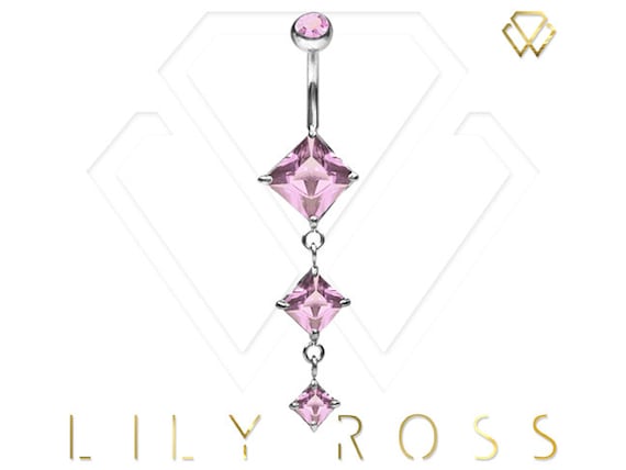 316L Surgical Steel Hanging Chain Triple Star CZ Dangle Belly Ring 316L Surgical Steel Hanging Chain Triple Star CZ Dangle Belly Ring