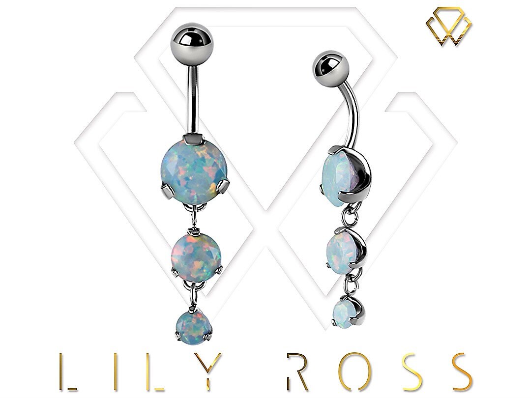 Beautiful Dangle Belly Button Ring Set With White Diamond Cut Swarovski ...