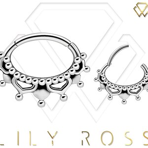 Beautiful Daith Piercing Jewelry, Septum Ring, Helix Clicker..316L Surgical Steel  16g - 7mm
