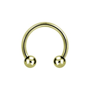 Beautiful 20g Gold Septum Ring Daith Piercing Tragus/Cartilage/Helix Light Gold PVD Over Surgical Steel With 2.5mm Balls - 6,7,8 or 10mm