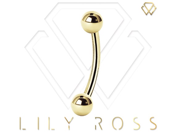 16g Gold Eyebrow Curved Barbell Rook Piercing Daith Jewelry avec 2mm 2.5mm 3mm or 4mm Balls Existe en 6 7 8 9 10 ou 12mm Etsy France