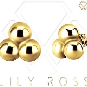 New 18k Solid Gold 16G Internally Threaded Top Attachment, Screws on Our 16G 18k Gold or Titanium Post - Comes in 2.5mm or 3mm