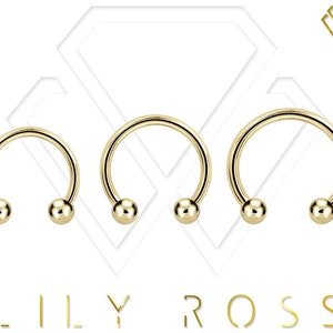 Mooie 20g gouden Daith piercing/septum/tragus/kraakbeen/helix ring.. 10k goud PVD over chirurgisch staal met 2,5 mm ballen - 6,7,8 of 10 mm