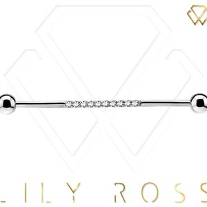 Industriel Helix Cartilage Barbell - Acier chirurgical 316L de qualité médicale avec boules de 5 mm. Livré en 14 g - 32,34,36,38 ou 40 mm
