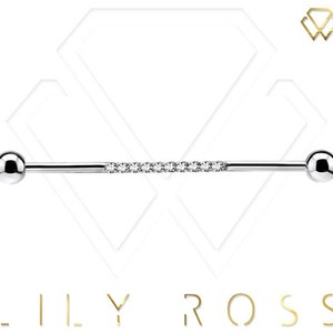 Industrial Helix Cartilage Barbell - Medical Grade 316L Surgical Steel with 5mm Balls..Comes in 14g- 32,34,36,38 or 40mm