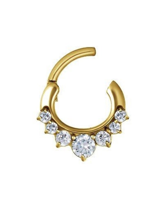 316L Surgical Steel Gold PVD White CZ Star Cartilage Ring 316L Surgical Steel Gold PVD White CZ Star Cartilage Ring