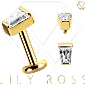 New 18k Solid Gold Tiny Cartilage Earring - 16G Internally Threaded Labret - Tragus Earring.. Sizes From 4mm to 12mm