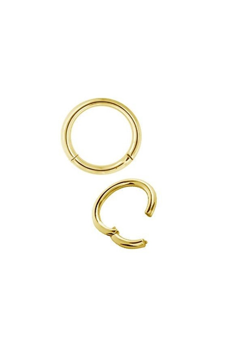 18k Solid Gold Daith/Septum/Rook Piercing Clicker Nose Ring..18k Yellow, Rose or White Gold..20g, 18g, 16g, 14g, 12g or 10g 4mm to 14mm image 1