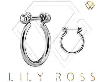 Titanium Conch Ring with One Side Swarovski Jewelled Cz Micro Barbell 16GA..Comes in 11mm to 14mm ( 1.2x07mm Bar )