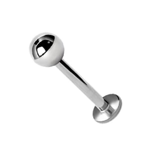 18k Solid White Gold 16g Internally Threaded Helix Cartilage Tragus Piercing Labret with 2mm, 2.5mm or 3mm Ball..16g - 4mm to 12mm