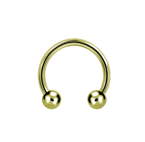 Beautiful 18G Gold Septum Ring Daith Tragus Cartilage Piercing.10k Gold PVD Over Surgical Steel with 2.5mm Balls 6 7 8 or 10mm