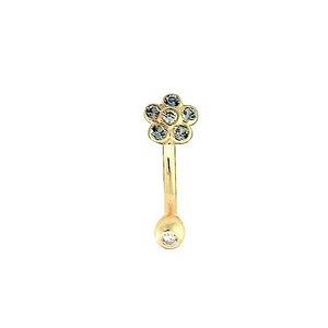 Piercing de sourcils en or massif 14k, Daith, Rook Ring Set avec Aqua Swarovski Cz, Bezel Set Flower Jewelry .. 16g - 6 ou 8mm (sans nickel)