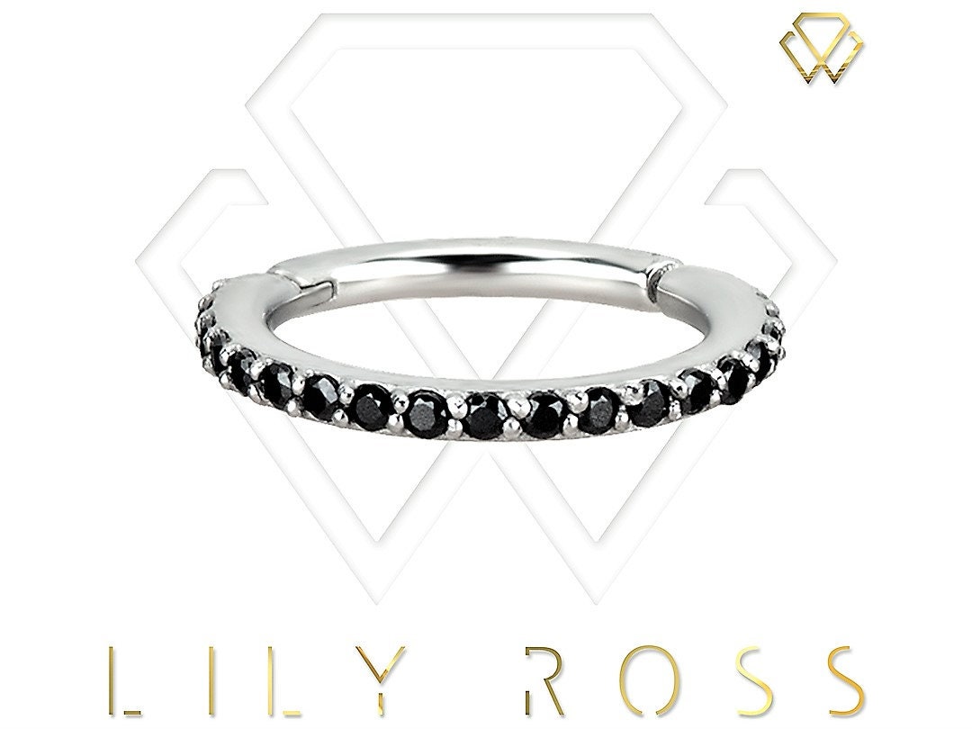 Conch Piercing Eternity Clicker Set with Black Swarovski Cz..316L Surgical Steel  16g - 9,10,11 or 12mm