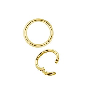 Perforación Daith de oro macizo de 18k Clicker de tabique Pendiente de torre Joyería de nariz.. 20g, 18g, 16g, 14g, 12g o 10g 4mm a 14mm imagen 2