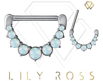 Gorgeous Nipple Clicker Set with White Opals..316L Surgical Steel - Comes in 14g - 12, 14 or 16mm