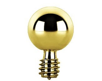 18k Solid Gold 16G Internally Threaded Ball, Screws on Our 16G 18k Gold or Titanium Labret Post - Comes in 2mm, 2.5mm or 3mm ( nickel free )