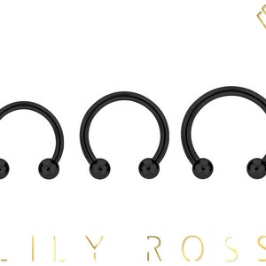 20g Black Daith Ring/Cartilage/Helix Septum Jewelry..Black PVD Over Surgical Steel with 2.5mm Balls 20g - 6,7,8 or 10mm