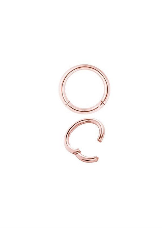 316L Surgical Steel Gold PVD Double Hoop Hinged Clicker Nose Ring 316L Surgical Steel Gold PVD Double Hoop Hinged Clicker Nose Ring