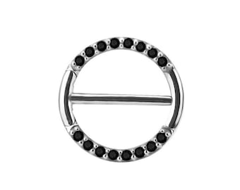Beautiful Nipple Clicker Ring, Pave Setting with 5A Grade Black Swarovski Cz..Comes in 14g - 12,13,14,15 or 16mm