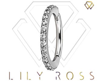 Beautiful Conch Piercing Eternity Clicker Set with White Swarovski Cz, 316L Surgical Steel..16g - 9,10,11 or 12mm