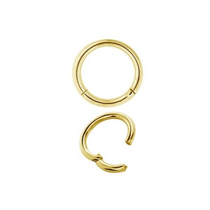 18g Anneau septum en or Daith Piercing Helix Clicker.. Or PVD Over 316L Surgical Steel - Livré en 5,6,7,8,9 ou 10mm (sans nickel)