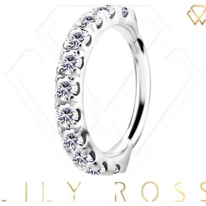 18k Solid White Gold Conch/Helix/Cartilage Piercing Clicker Set with Premium 5A Grade Swarovski Cz..Comes in 16g - 6, 8mm or 10mm