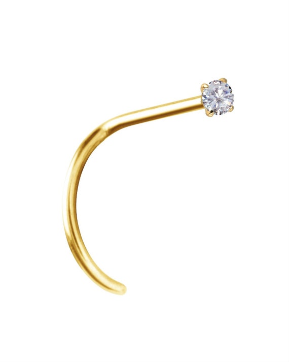 Buy 22ct Yellow Gold & Cubic Zirconia Half Hoop Nose Ring Stud Straight Bar  3 Stone Online in India - Etsy
