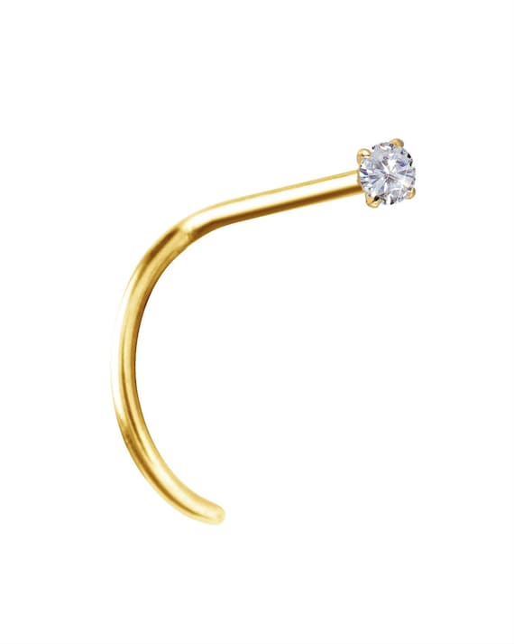 Buy 22ct Yellow Gold & Cubic Zirconia Half Hoop Nose Ring Stud Straight Bar  3 Stone Online in India - Etsy