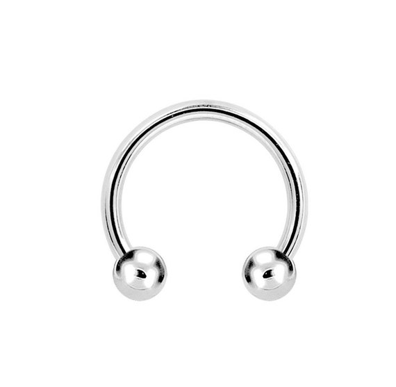 Solid 14k White Gold 14g Nipple Ring septum ear Jewelry Horseshoe Circular Barbell With 3mm Balls 14g 8mm to 14mm Etsy