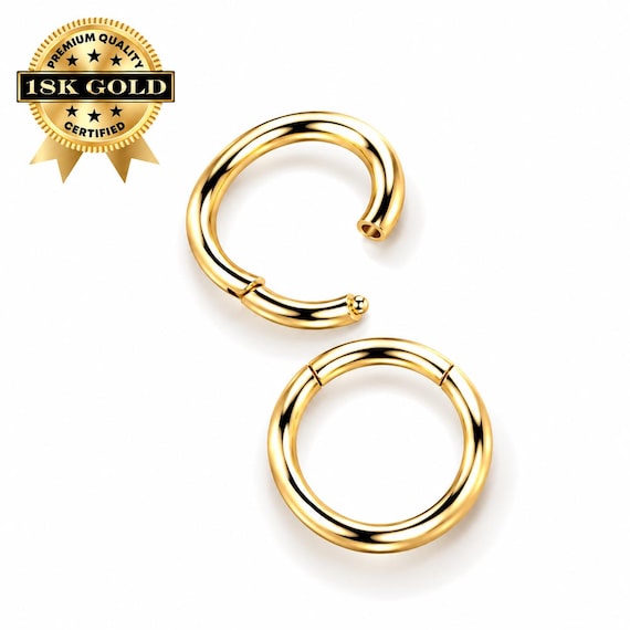 18k Solid Gold Prince Albert Ring - Nipple Piercing Hinged Ring
