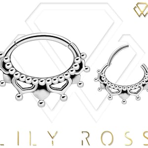 Beautiful Daith Piercing Jewelry, Septum Ring, Helix Clicker..316L Surgical Steel  16g - 7mm